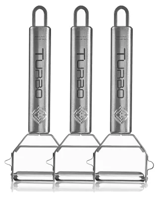 Produktbild von Set mit 3 Edelstahl-Gemüseschälern für Obst und Gemüse, 3-in-1