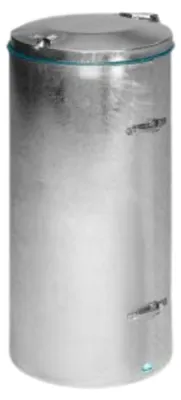 Produktbild von Robuster Abfallsammler mit Deckel & Einflügeltür | 120 Liter, HxBxT 98x50x50cm | Stahl | Feuerverzinkt