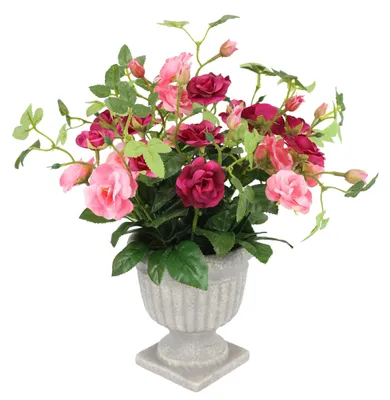 Produktbild von Kunstblumenstrauß Rosen in Keramiktopf