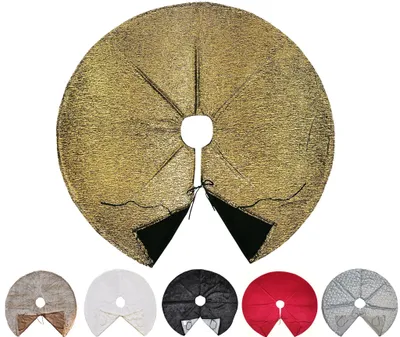 Produktbild von Kuschlige Christbaumdecke Rund Ø 120cm Weihnachtsbaumdecke Weihnachtsbaum Decke Tannenbaum Unterlage, Farbe:Gold / Glänzend
