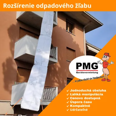Obrázok produktu pre Zásyp na stavebný odpad 3m | Flexibilná 3 metre dlhá hadica, vysoká stabilita, jednoduchá inštalácia | Stavebný zásyp vrátane plniaceho lievika a 4X