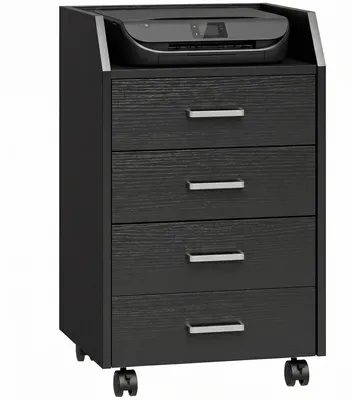 Produktbild von Kleine Kommode mit 4 Schubladen, fahrbarer Schrank, 40 x 36 x 65 cm, Holzoptik Schwarz