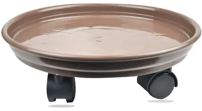 Productafbeelding van Plantenonderzetter met Wielen - Rond, 30 cm Grijs Verrijdbaar Plantenplateau