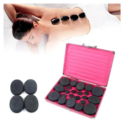 Produktbild von 20 Stück Massagesteine Set für Hot Stone Massage mit Heizkoffer
