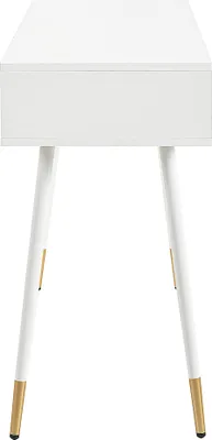 Immagine prodotto di okwish Tavolo da toilette con 2 cassetti, tavolo da toilette/scrittoio con gambe in metallo, bianco