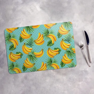 Produktbild von Tischset 6x45x30 cm + 6x10fi cm Platzset Tischmatte Platzmatte Untersetzer - tropischen Palmenblättern