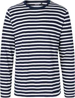 Produktbild von Neutral O61050 | Herren Long Sleeve T-Shirt / 100% Fairtrade-Baumwolle - Farbe: White - Navy (Striped) - Größe: S