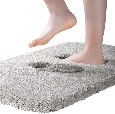 Immagine prodotto di Tappetino da bagno, 50x80 cm, per bagno, antiscivolo, in microfibra, color grigio chiaro