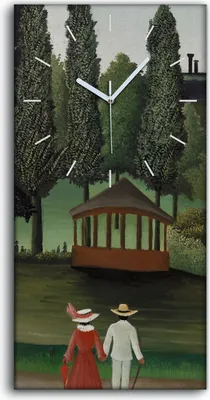Produktbild von Küchenuhr Bürouhr Leinwand Uhr Geräuschlos 30x60 Gemälde Park Paare Bäume Kunst - weiße Hände