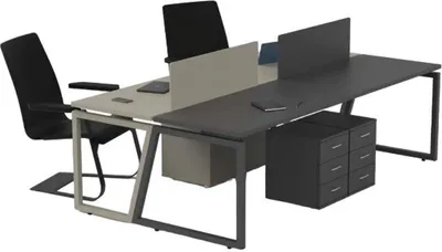 Produktbild von Schreibtisch Arbeitstisch 4-Sitzer Workstation Büromöbel Grau Schwarz