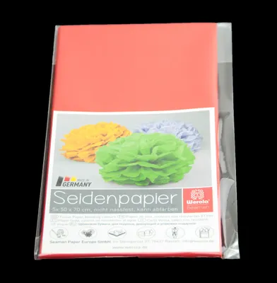 Immagine prodotto di Carta velina, 20 g/m², 50x70 cm, confezione da 5 fogli, colore rosso fuoco