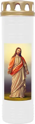 Image de Bougie funéraire Blanc 170h ( couvercle or ) - Jésus