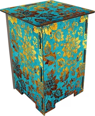 Zdjęcie produktu dla Werkhaus Photohocker SH8203 Blueten niebiesko-złoty 295 x 295 x 420 mm