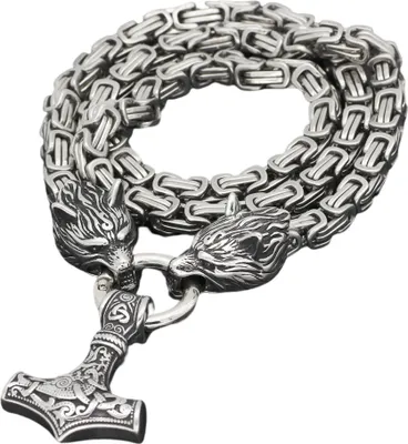 Produktbild von INF Wikingerschmuck Thorshammer mit Lederhalskette Silber 90 cm