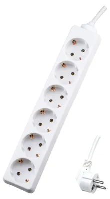 Obrázek produktu pro Stolní rozbočovač SKYLAND, 6 výstupů, přívodní kabel 1,4 m, 3×1 mm², otočený o 45°, bílý, 1 ks.