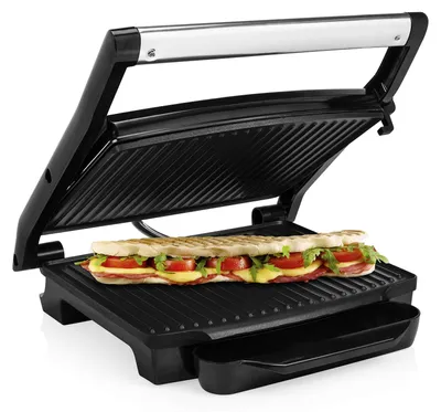 Produktbild von Princess 01.112415.01.001 Paninigrill, Schwarz, Edelstahl, Rechteckig, Rost, 300 x 240 mm, Verschlussdeckel