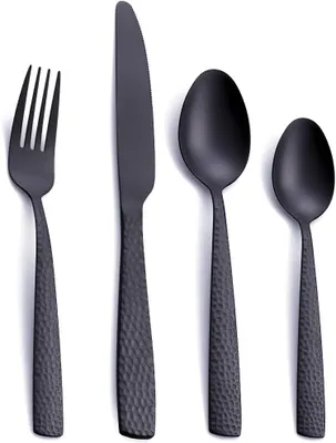 Produktbild von Besteckset 24-teilig, mattschwarz, Edelstahl, 6 Personen, für Haushalt