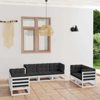 Produktbild von ZMH 7-tlg. Garten-Lounge-Set mit Kissen Kiefer Massivholz