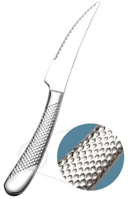Immagine prodotto di Set di 6 coltelli per bistecca, forgiati, 2-in-1, con seghettatura, in acciaio inossidabile, 23 cm, color argento