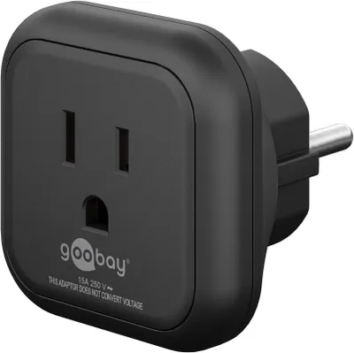 Produktbild von Reiseadapter USA/Japan auf Europa, schwarz