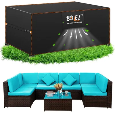 Image de Housse de protection pour mobilier de jardin, résistante aux intempéries, dimensions 300x200x90 cm, tissu Oxford 420D, imperméable, avec ventilation et sac de rangement