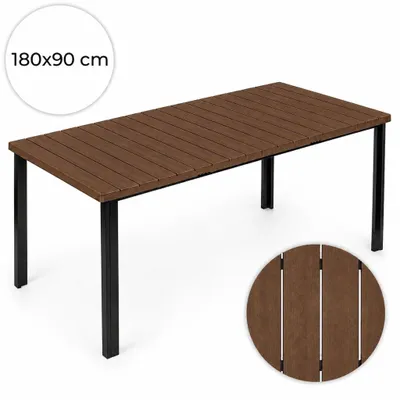 Immagine prodotto di Grande tavolo da giardino per 8 persone, 180×90 cm, effetto legno.