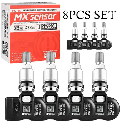 Immagine prodotto di Sensore TPMS, compatibile con frequenze di 315 MHz e 433 MHz, facile da installare, confezione da 8 sensori metallici