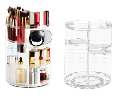 Produktbild von Make-up-Organizer, 360° drehbar, transparenter Kosmetik-Organizer, drehbare Make-up-Aufbewahrungsbox für Kommode, Schlafzimmer und Badezimmer (transparent)