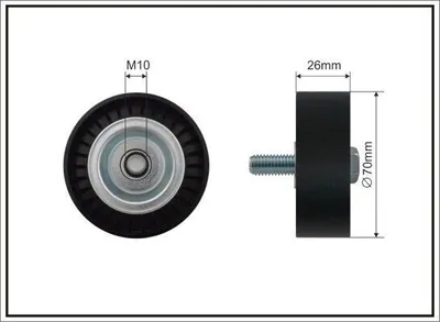 Produktbild von CAFFARO 01-38 Umlenkrolle Keilrippenriemen 70mm für BMW 3 Touring (E91) 3 Limousine (E90) 3 Limousine (E46) 1 Schrägheck (E87) 5 Limousine (E60)