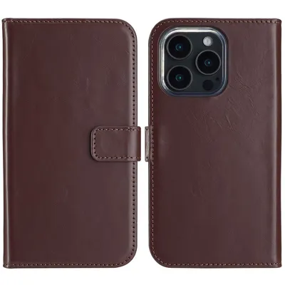 Immagine prodotto di Custodia a libro in vera pelle Selencia per iPhone 16 Pro - Marrone