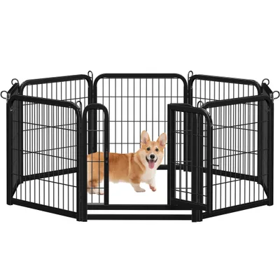 Produktbild von Yaheetech 8-teilig Welpenlaufstall Freigehege 60 cm hoch, faltbarer Welpenauslauf, Automatische Verriegelung