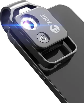 Image de Mini microscope 200X Smartphone taille de poche LED noir
