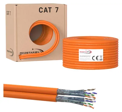 Produktbild von CAT.7 Verlegekabel 100m Duplex Netzwerkkabel RedStar24 Gigabit KUPFER 1000Mhz S/FTP LAN