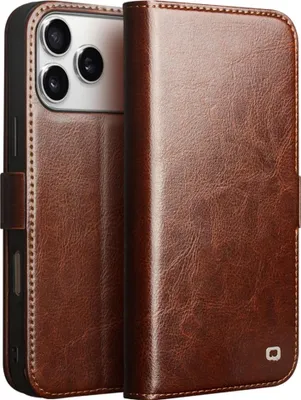 Produktbild von iPhone 17 Pro Hülle - QIALINO Genuine Leather Klapphülle - Echtes Leder - Braun