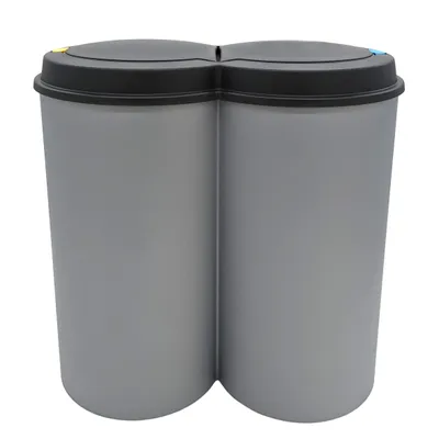 Produktbild von Abfalleimer 2x25 Liter Duo Bin - Farbe: grau mit schwarzem Deckel