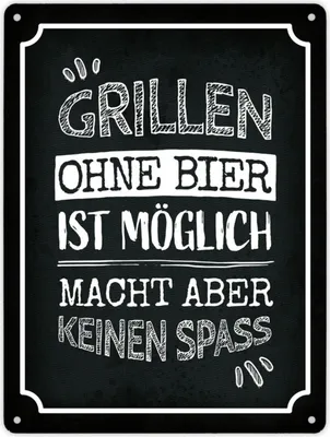Produktbild von Metallschild XL mit Spruch: Grillen ohne Bier ist möglich ... Schild