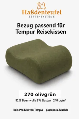 Produktbild von Kissenbezug passend für TEMPUR Reisekissen 25 x 31 x 10/7 cm – Baumwolle Elasthan, KI-generiertes Bild