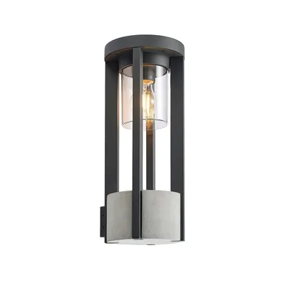Produktbild von Lucande Außenwandlampe Overa, grau, Metall, 42 cm, IP44, E27