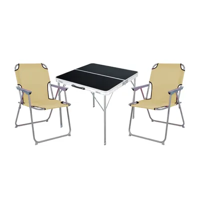 Produktbild von 3-teiliges Campingmöbel Set Alu L80xB80xH70cm Beige
