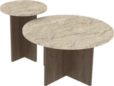 Produktbild von CALICOSY -  Set aus 2 Couchtischen mit runder Tischplatte Ø70 cm und  Ø40 cm TILIA