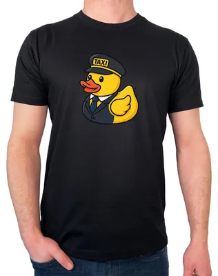 Produktbild von Huuraa Herren T-Shirt Quietscheente Taxi-Fahrer Gummiente Chauffeur M Black Bio Baumwolle Fairtrade Herrenshirt Geschenkidee