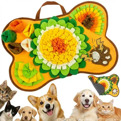 Zdjęcie produktu dla Dywanek węchowy dla psów, 64 x 43 cm, z piszczkiem, możliwość prania, kolor żółty