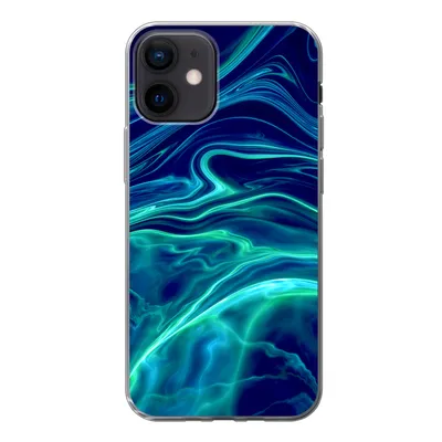 Produktbild von MuchoWow® Handyhülle Schutzhülle Hülle für iPhone 12 Abstrakt - Wellen - Design Silikon Softcase Handy Hülle - Schutzhülle