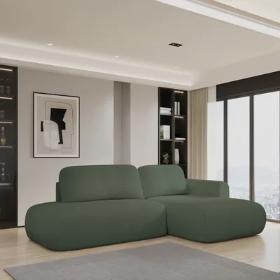 Produktbild von Masseno Ecksofa NUVIRA R-S mit Schlaffunktion L-Form, Sofa mit Bettkasten, Wohnzimmersofa, Couch, Soffa, Bettsofa, Couchgarnitur- Grün, QUELLE 37
