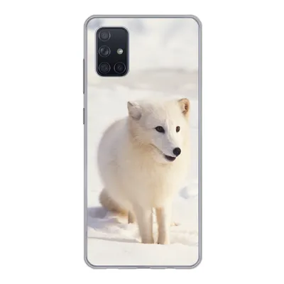 Produktbild von MuchoWow® Handyhülle Schutzhülle Hülle für Samsung Galaxy A71 Fuchs - Schnee - Weiß Silikon Softcase Handy Hülle - Kartenbesitzer