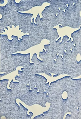 Obrázek produktu pro Mikroplyšová deka svítící ve tmě 150x200cm - dino bílý na modré