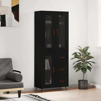 Produktbild von vidaXL Highboard Schwarz 69,5x34x180 cm Holzwerkstoff