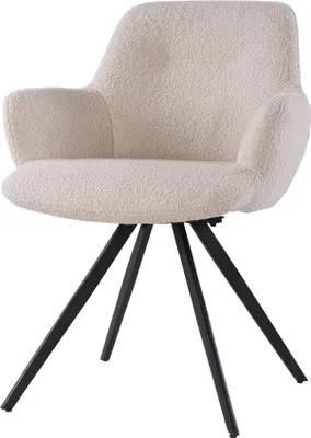 Productafbeelding van Eetkamerstoel beige bouclé - 60x60x84 cm - Zitdiepte 50 cm - Doreen - Set van 2