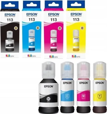 Produktbild von Tintenflaschen Multipack, EPSON EcoTank 113, Schwarz, Gelb, Cyan, Magenta, 4er Pack