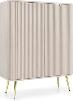 Produktbild von FURNLUX Anrichte Zova Beige Und Gold 103cm / Hauptfarbe: Beige / Abmessungen: 103 x 129 x 39 cm